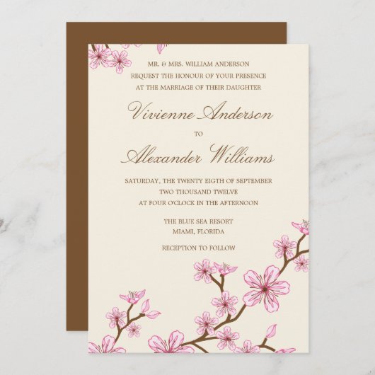 CHERRY BLOSSOMS | AFBEELDINGSINVITATIE KAART (Voorkant / Achterkant)