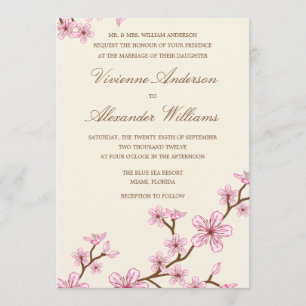 CHERRY BLOSSOMS   AFBEELDINGSINVITATIE KAART