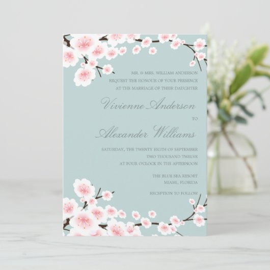 CHERRY BLOSSOMS | AFBEELDINGSINVITATIE KAART (Staand voorkant)