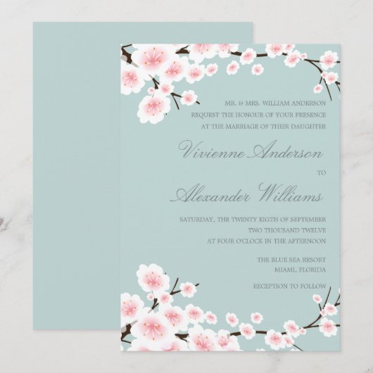 CHERRY BLOSSOMS | AFBEELDINGSINVITATIE KAART (Voorkant / Achterkant)