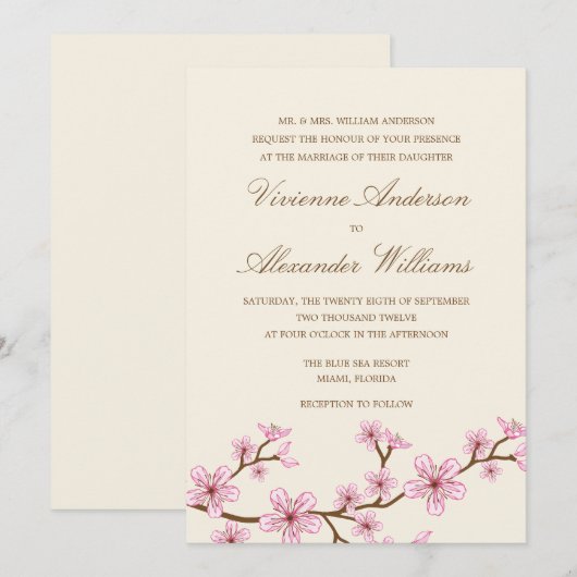 CHERRY BLOSSOMS | AFBEELDINGSINVITATIE KAART (Voorkant / Achterkant)