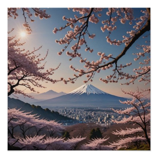 cherry blossoms and Mount Fuji Perfect Poster (Voorkant)