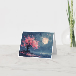 Cherry Blossoms at Nightfall Note Cards Bedankkaart