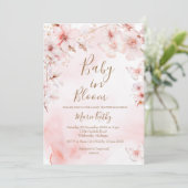 Cherry Blossoms Baby in Bloom Invitation Kaart (Staand voorkant)