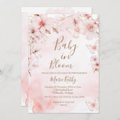 Cherry Blossoms Baby in Bloom Invitation Kaart (Voorkant / Achterkant)