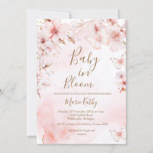 Cherry Blossoms Baby in Bloom Invitation Kaart