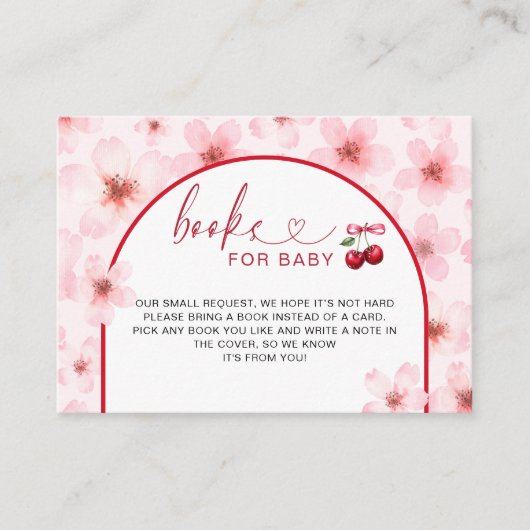 Cherry Blossoms Baby shower Boeken voor Baby Informatiekaartje (Voorkant)