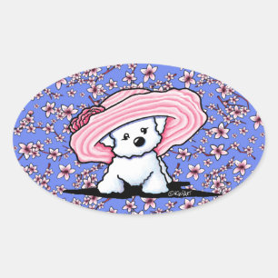 Cherry Blossoms Bichon Ovale Sticker