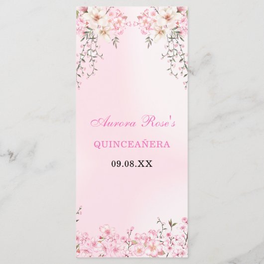 Cherry Blossoms Bloemen Zoet Zestien Verjaardag Menu (Achterkant)