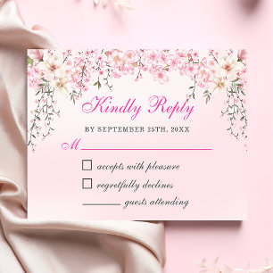 Cherry Blossoms Bloemen Zoet Zestien Verjaardag RSVP Kaartje