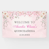 Cherry Blossoms Bloemen Zoet Zestien Verjaardag Spandoek (Horizontaal)