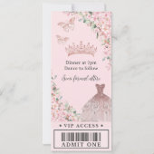 Cherry Blossoms Blush Jurk Quinceañera VIP Ticket Kaart (Achterkant)