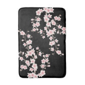 Cherry Blossoms BLUSH Roze Zwart Badmat (Voorkant Verticaal)