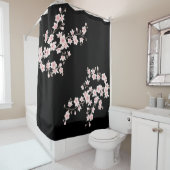 Cherry Blossoms BLUSH Roze Zwart Douchegordijn (In situ)