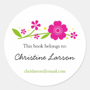 Cherry Blossoms Bookplate Ronde Sticker