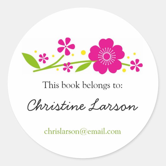 Cherry Blossoms Bookplate Ronde Sticker (Voorkant)