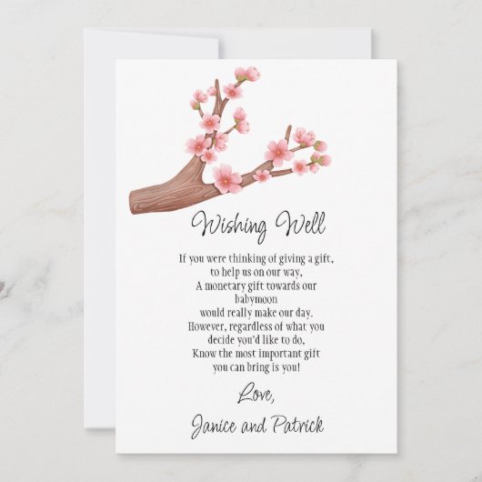 Cherry Blossoms Branch Babymoon Wishing Well Kaart (Voorkant)