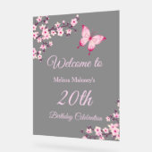 Cherry Blossoms Butterfly Birthday Acryl Bord (Hoek)