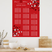 Cherry Blossoms Dubbele Xi Aziatische Bruiloft Zet Poster (Keuken)