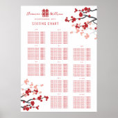 Cherry Blossoms Dubbele Xi Aziatische Bruiloft Zet Poster (Voorkant)