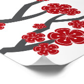 Cherry Blossoms Dubbele Xi Aziatische Bruiloft Zet Poster (Hoek)