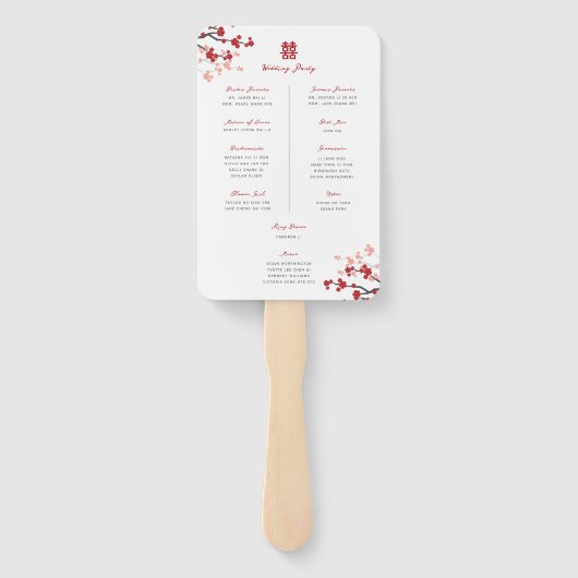 Cherry Blossoms Dubbele Xi Chinees Trouwprogramma Handwaaier (Achterkant)