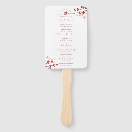 Cherry Blossoms Dubbele Xi Chinees Trouwprogramma Handwaaier (Voorkant)