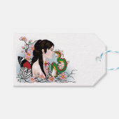 Cherry Blossoms Fairy Dragon Vriendschap Cadeaulabel (Voorkant (Horizontaal))
