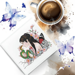 Cherry Blossoms Fairy Dragon Vriendschap Glazen Onderzetter