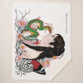 Cherry Blossoms Fairy Dragon Vriendschap Sherpa Deken (Voorkant)