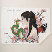 Cherry Blossoms Fairy Dragon Vriendschap Sherpa Deken (Voorkant (horizontaal))