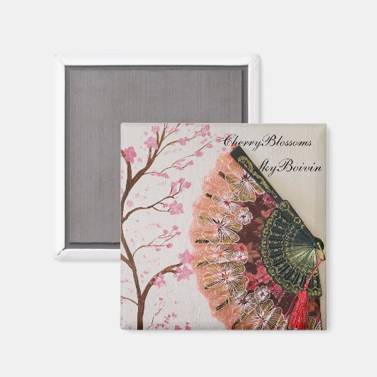 Cherry Blossoms Fan kunst Magneet (Voorkant / Achterkant)