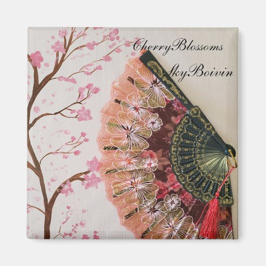 Cherry Blossoms Fan kunst Magneet (Voorkant)