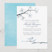 Cherry Blossoms Floral Baby shower Invitation Kaart (Voorkant / Achterkant)
