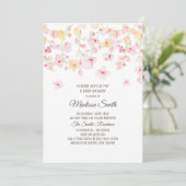Cherry Blossoms Floral Baby shower Invitation Kaart (Staand voorkant)
