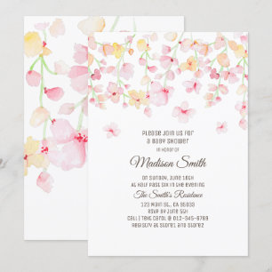 Cherry Blossoms Floral Baby shower Invitation Kaart