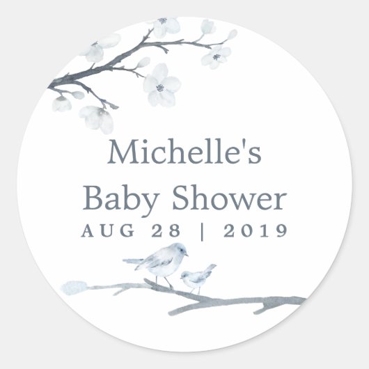 Cherry Blossoms Floral Baby shower Ronde Sticker (Voorkant)