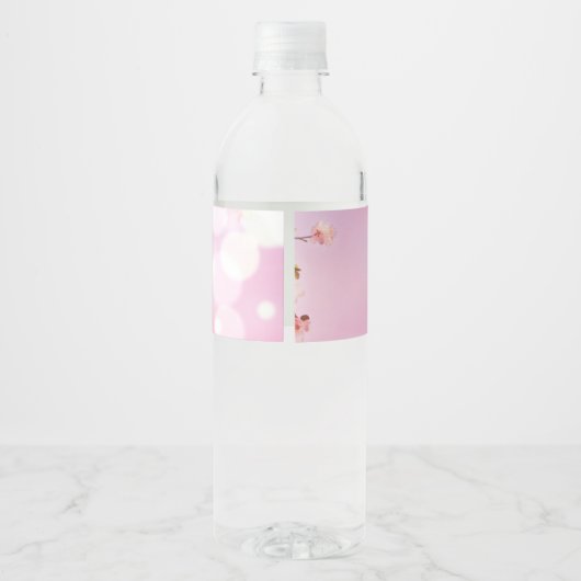Cherry Blossoms Floral Background Flower Waterfles Etiket (Achterkant)