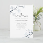 Cherry Blossoms Floral Bat Mitzvah Kaart (Staand voorkant)