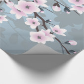Cherry Blossoms Floral Dusky Pink Dusty Blue Cadeaupapier (Hoek)