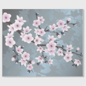 Cherry Blossoms Floral Dusky Pink Dusty Blue Cadeaupapier (Vlak)