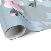 Cherry Blossoms Floral Dusky Pink Dusty Blue Cadeaupapier (Rol Hoek)