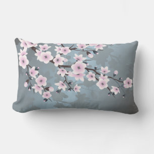 Cherry Blossoms Floral Dusty Pink Blue Kussen