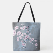 Cherry Blossoms Floral Dusty Pink Blue Tote Bag (Voorkant)