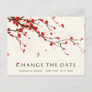 Cherry Blossoms Floral Wedding Wijzig de datum Briefkaart