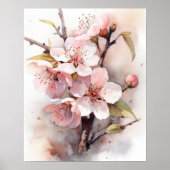 Cherry Blossoms Flower Art Print Poster (Voorkant)