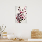 Cherry Blossoms Flower Art Print Poster (Keuken)