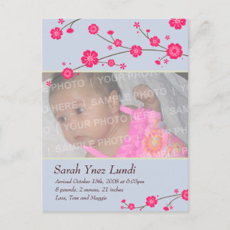 Cherry Blossoms Geboorteaankondiging Aankondigingskaart