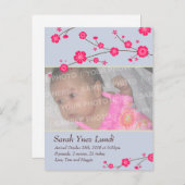 Cherry Blossoms Geboorteaankondiging Aankondigingskaart (Voorkant / Achterkant)