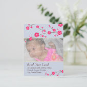 Cherry Blossoms Geboorteaankondiging Aankondigingskaart (Staand voorkant)